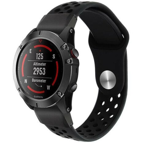 Curea ceas Smartwatch Garmin Fenix 7 / 6 / 5 Plus / 5, 22 mm iUni Silicon Sport Negru